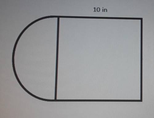 A semicircle is attached to a square with side length 10 in. What is the perimeter of the resulting
