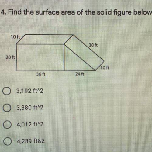Find the surface area of the solid figure below: