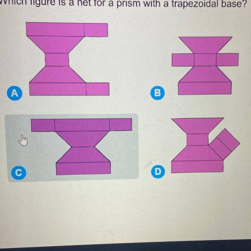 Which figure is a net for a prism with a trapezoidal base?