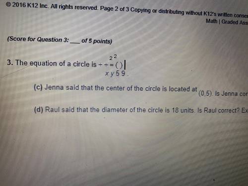 (c) Jenna said that the center of the circle is located at (0,5). Is Jenna correct? Explain your an