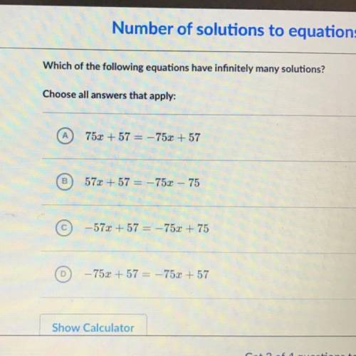 Which of the following equations have infinitely many solutions?