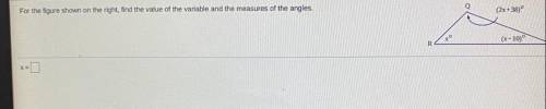 Q
angles.
(2x+38)°
+
(x-10
р
R
Please help me solve this
