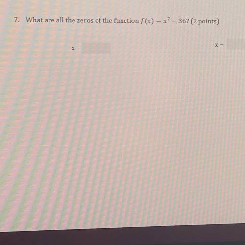 What are all the zeros of the function f(x) = x^2 -36?