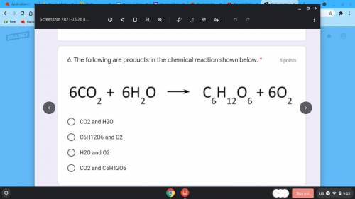 The following are products in the chemical reaction shown below.