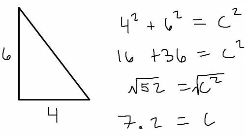 Approximate the length of the hypotenuse of the right triangle to the nearest tenth of a unit.