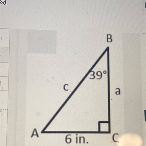 Find the length of side c. 
c=_in