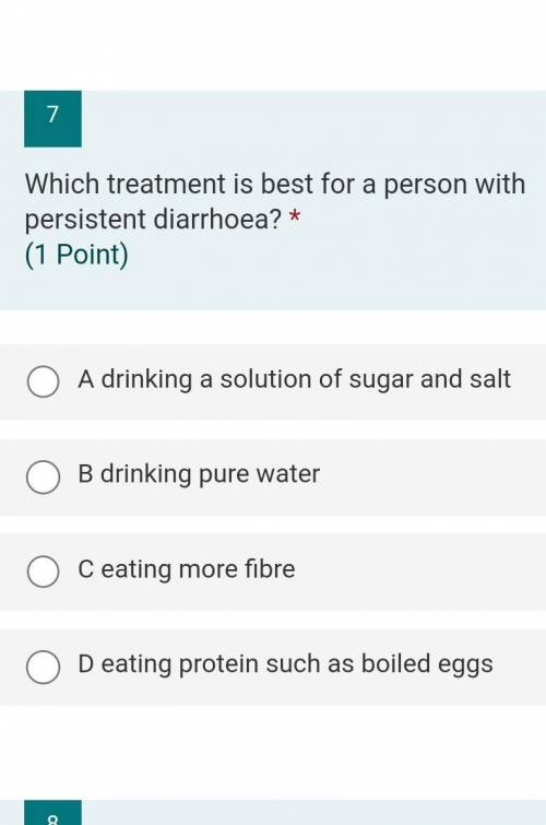 Which treatment is best for a person with persistent diarrhoea? ​