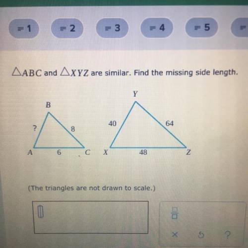 ABC and XYZ are similar find the missing side length