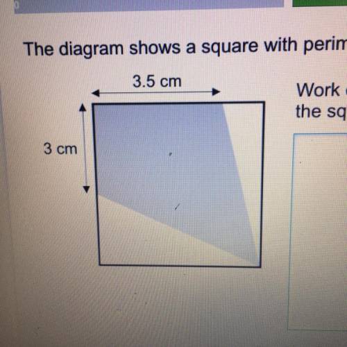 The diagram shows a square with perimeter 20 cm work out the length of the area inside the square t