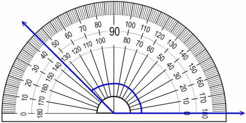 What is the size of the blue angle, and what do we call an angle with these measurements?