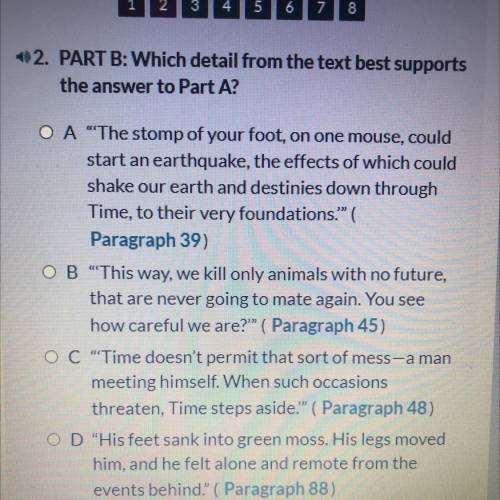 PART B: Which detail from the text best supports
the answer to Part A?