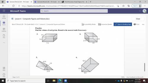Find the volume of each prism. Round to the nearest tenth if necessary