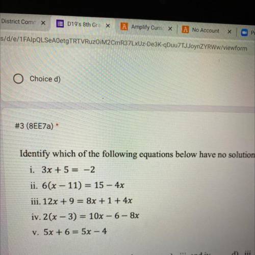 Which of the following equations below have no solutions