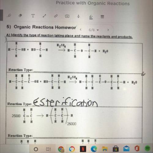 Identify the type of reaction taking place and name the reactants and products