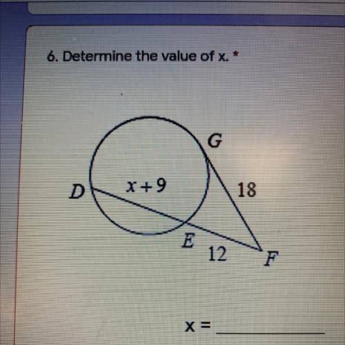Determine the value of X please help