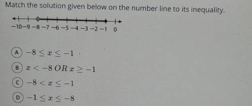Match the solution given below on the number line to its inequality.

No links I will report pleas
