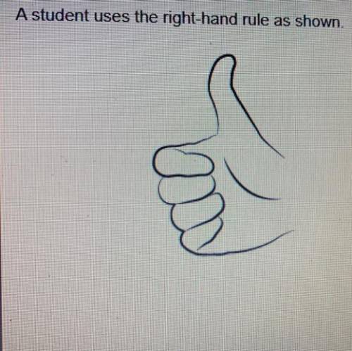 A student uses the right-hand rule as shown.

What is the direction of the magnetic field in front