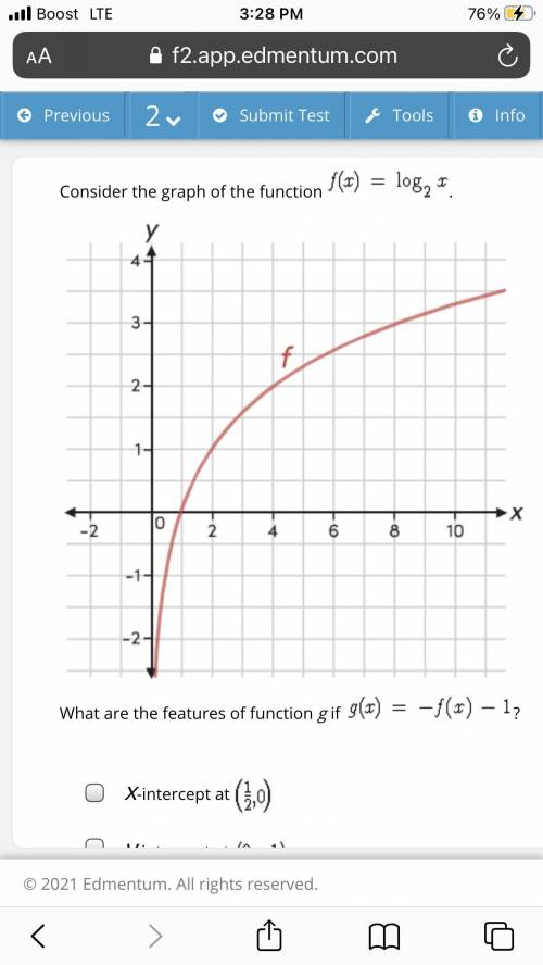 Select all the correct answers. Consider the graph of the function . What are the features of funct