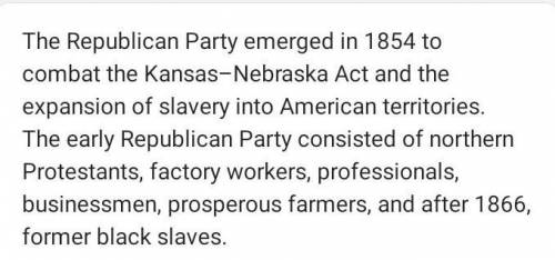 Why was the Republican Party created? a

It was created to expand slavery into more states
b
There