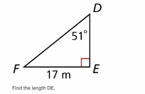 D
51°
F
E
17 m
Find the length DE.
