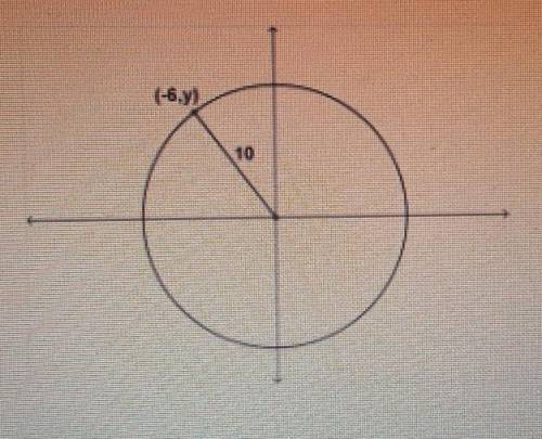 The center of a circle is placed on the origin of a coordinate plane as shown below. The radius of