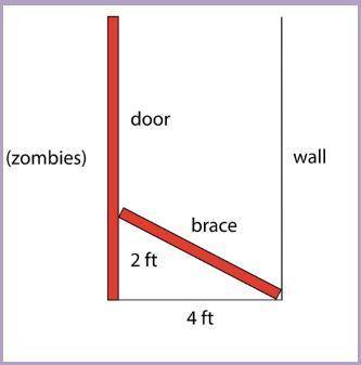 A man is trying to zombie-proof his house. He wants to cut a length of wood that will brace a door