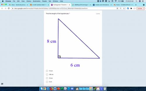 Find the length of the hypotenuse