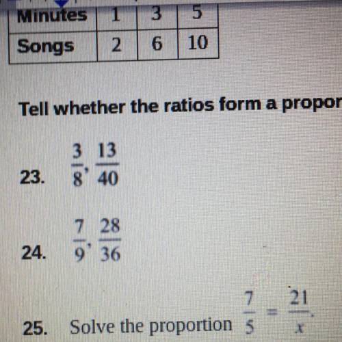 Tell whether the ratios form a proportion.