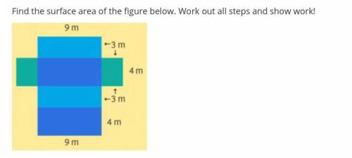 PLEASE HELP ASAP Find the surface area of the figure below. Work out all steps and show work!
