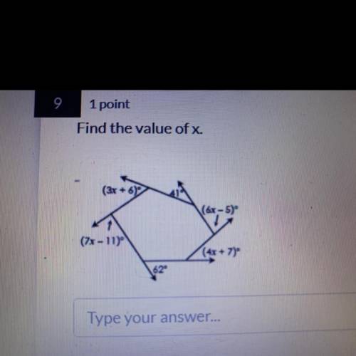 Find the value of x (thank you in advance)
