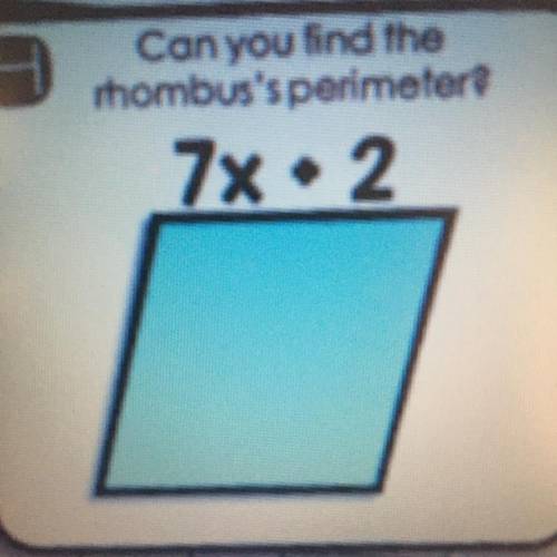 Can you find the rhombus’ perimeter?
I’m marking branliest
