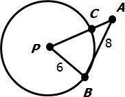 In circle P , point B is a point of tangency, PB = 6 and BA = 8.

What is the length of CA ?
