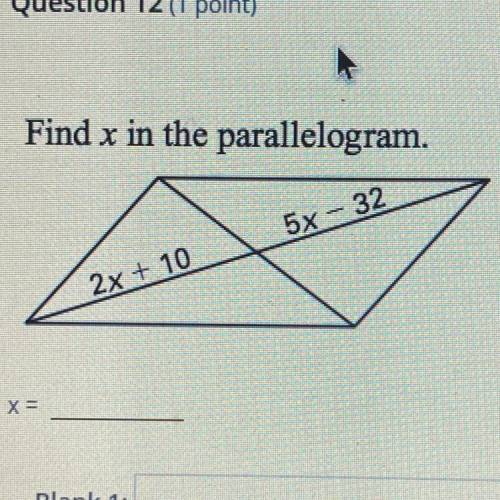 Find x in the parallelogram