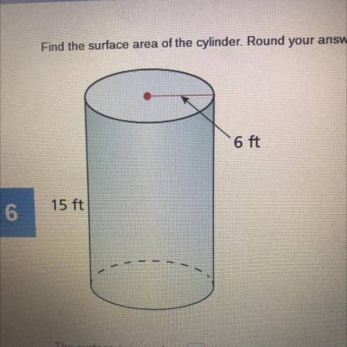 Find the surface area of the cylinder. Round your answer to the nearest tenth.
6 ft
15 ft
