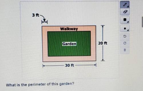Leslie built a walkway around a rectangular garden as shown. The walkway is the same width on all s