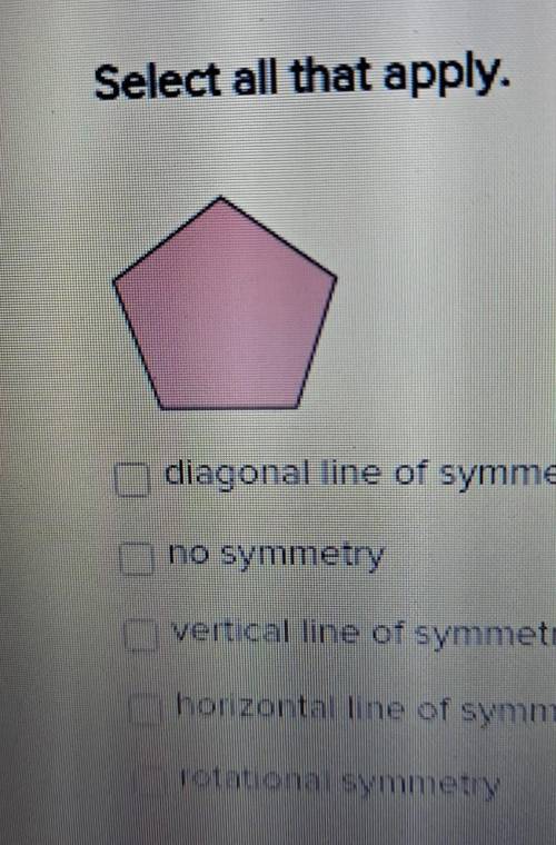 Which type(s) of symmetry does the following object have? Select all that apply.​