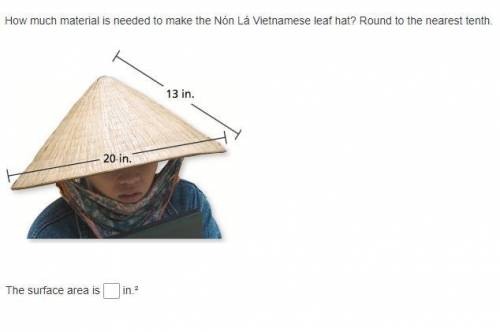 How much material is needed to make the Nón Lá Vietnamese leaf hat? Round to the nearest tenth.

T