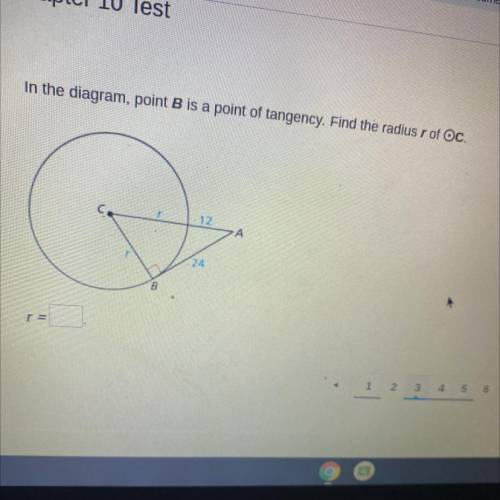 In the diagram, point B is a point tangency what’s the radius R of C?