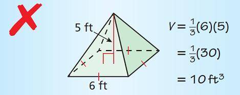 ERROR ANALYSIS Describe the error in finding the volume of the pyramid and correct the error.
