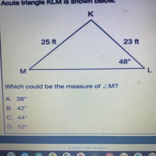 Which could be the measure of 
A.) 38
B.) 42
C.) 44
D.) 52