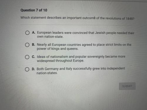 Which statement describes an important outcome of the revolutions of 1848
