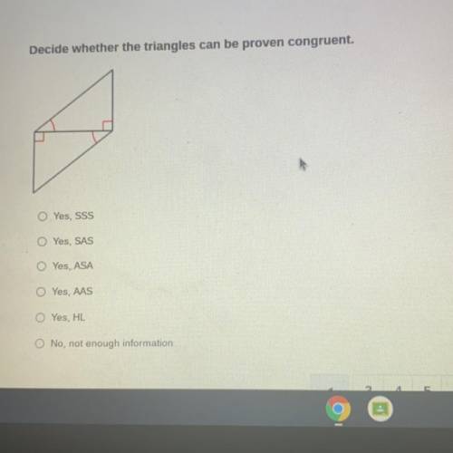 Decide whether the triangle can be proven congruent I need help