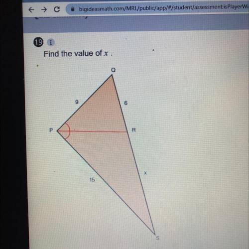 Find the value of x. Picture is provided