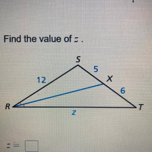 Find the value of z. Picture is attached