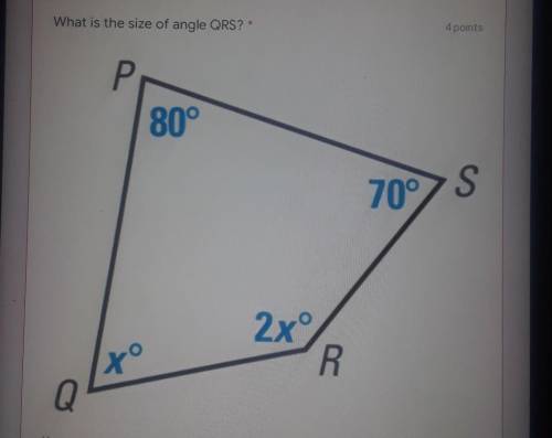 Top brainlist question what is the size of angle QSR?​