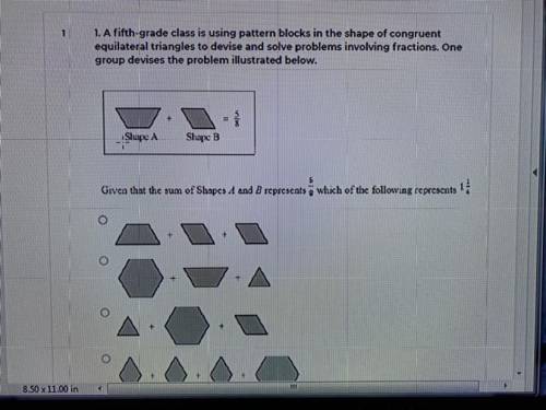 1. A fifth-grade class is using pattern blocks in the shape of congruent

equilateral triangles to