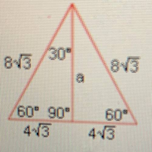 What is the length of the altitude of the equilateral triangle?

A 4
B 12√3
C √240
D 12
E 144
F 4√