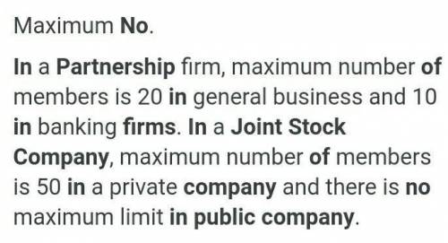 Any five differences between partnershipand Joint Stock company​