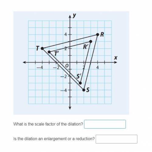 What is the scale factor of the dilation? 
Is the dilation an enlargement or a reduction?