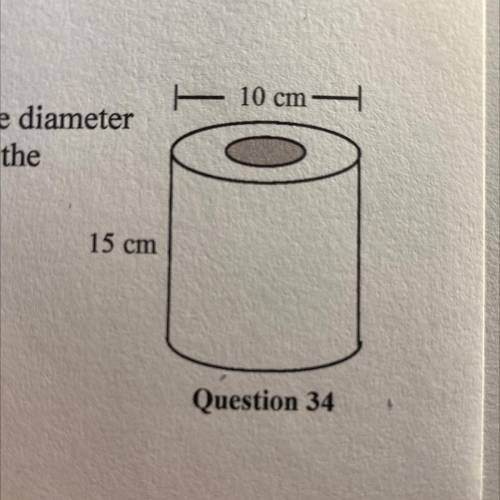 A cylindrical hole

has been cut out of a cylinder as shown here. The diameter of the hole is 4cm.